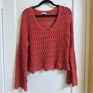 American Eagle Outfitters Bell-Sleeve Crochet Sweater